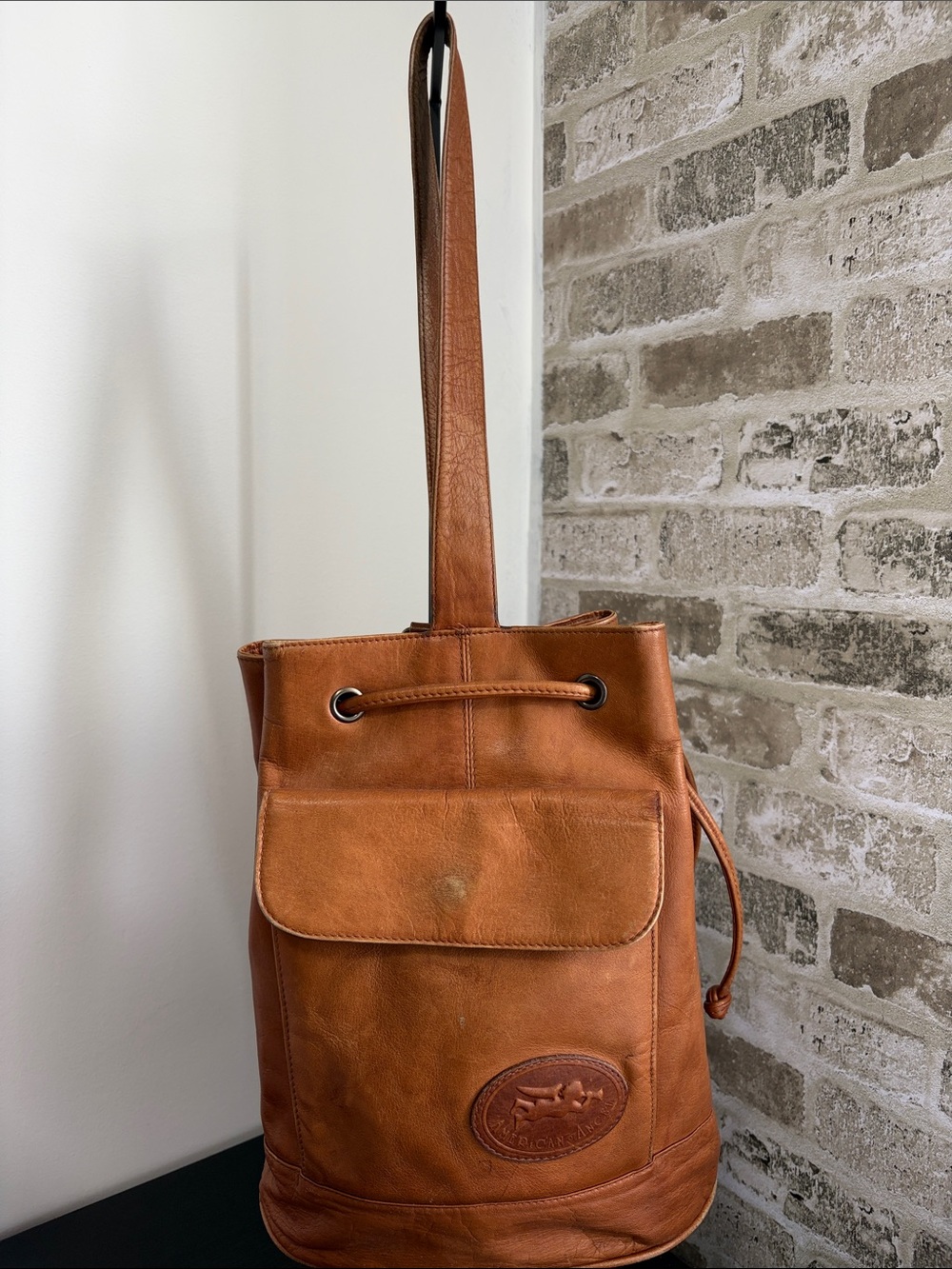American Angel Cowboy Leather Bucket Bag in Tan